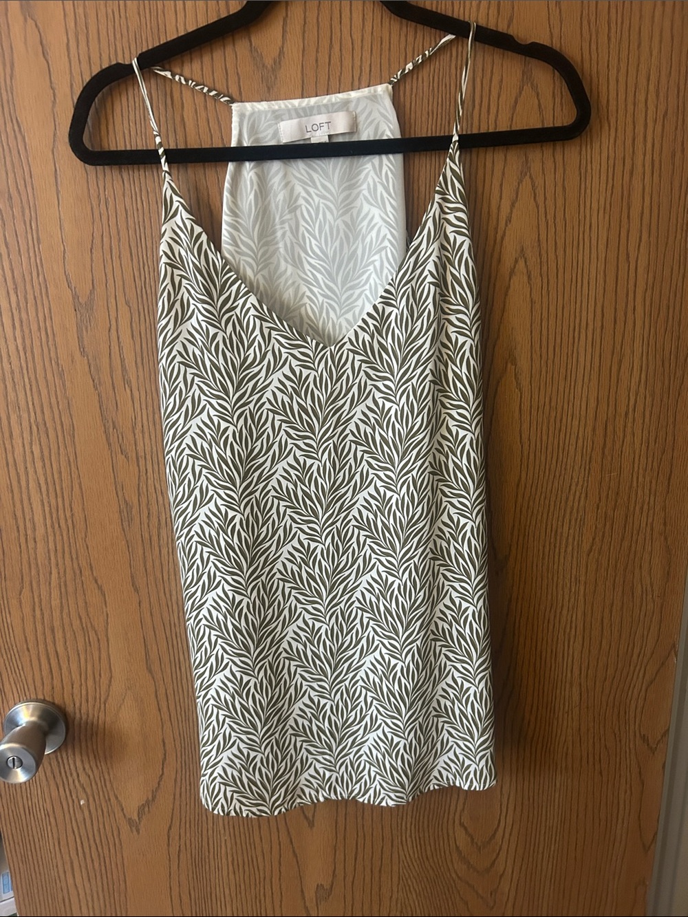 LOFT Olive Leaf-Print V-Neck Spaghetti Strap Tank Top